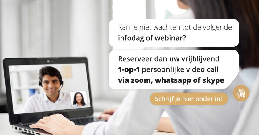Vrijblijvende videocall via whatsapp, skype of zoom Online, persoonlijk en direct contact