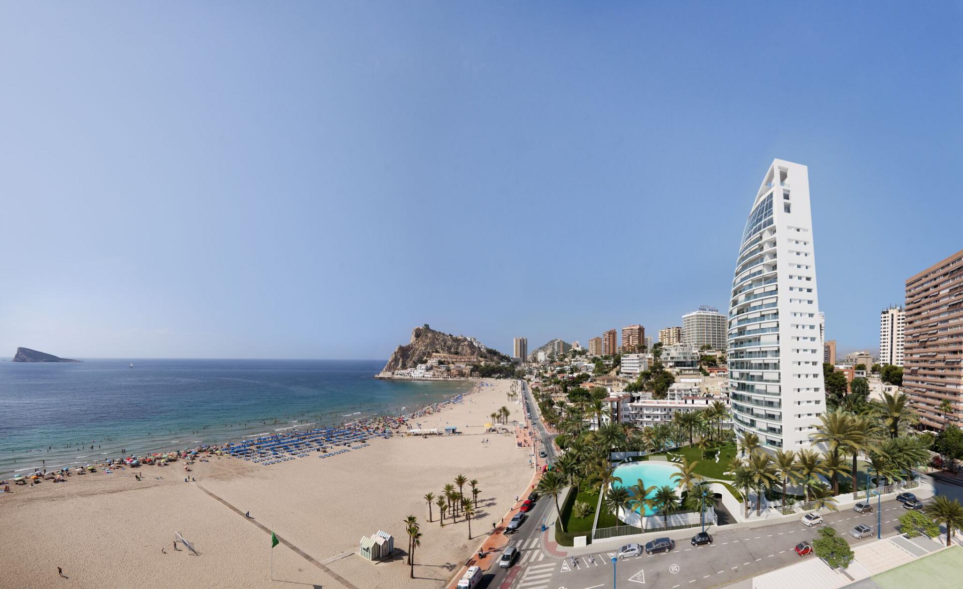 Luxury Apartment spacious terrace 1 ° line beach Benidorm in Medvilla Spanje