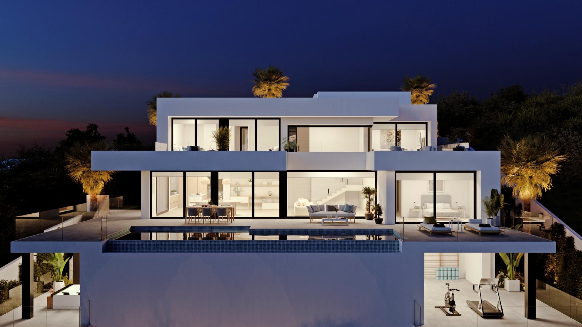 Luxury modern villa for sale Residencial Jazmines Cumbre del Sol in Medvilla Spanje