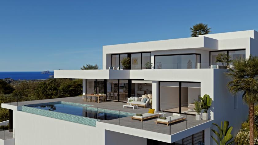 Luxury modern villa for sale Residencial Jazmines Cumbre del Sol in Medvilla Spanje