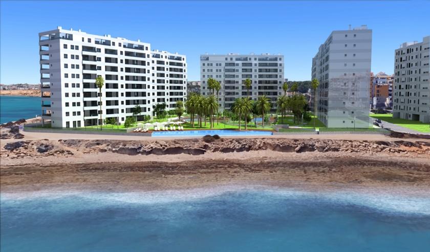 Apartments for sale on the first line of the sea and the beach in Punta Prima in Medvilla Spanje